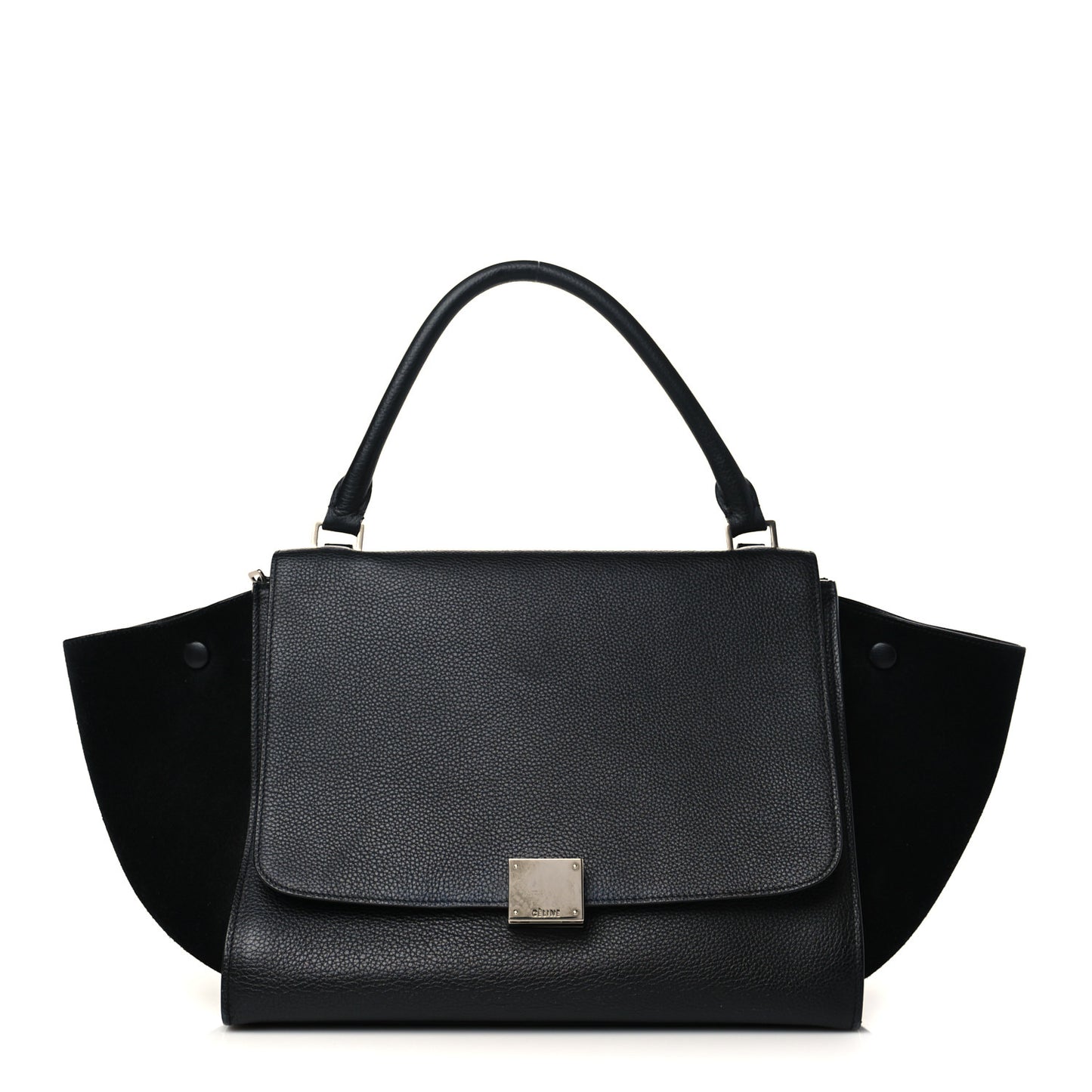Drummed Calfskin Suede Medium Trapeze Black