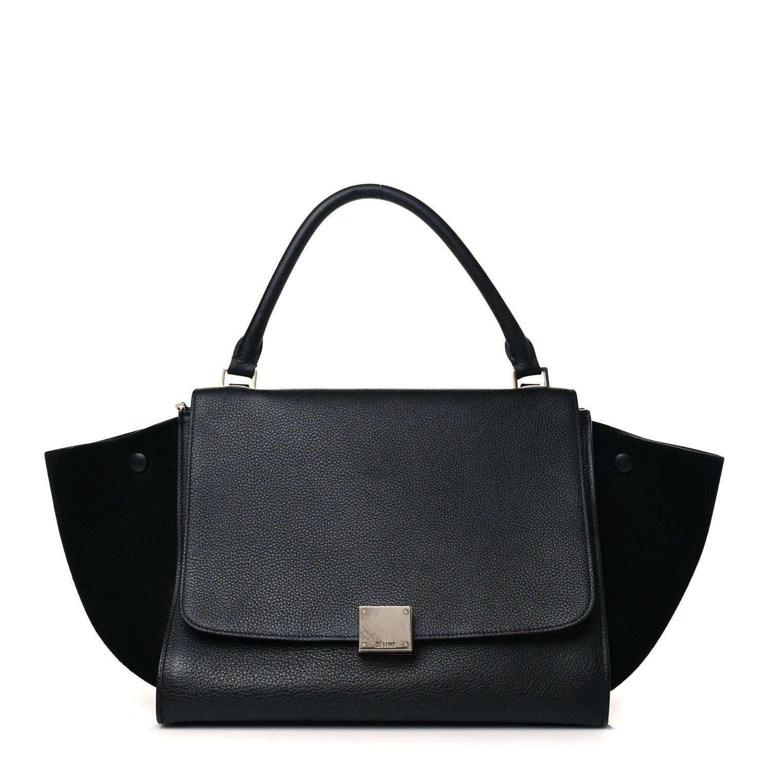 Celine Drummed Calfskin Suede Medium Trapeze Black 1 of 5