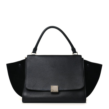Celine Drummed Calfskin Suede Medium Trapeze Black 1 of 5