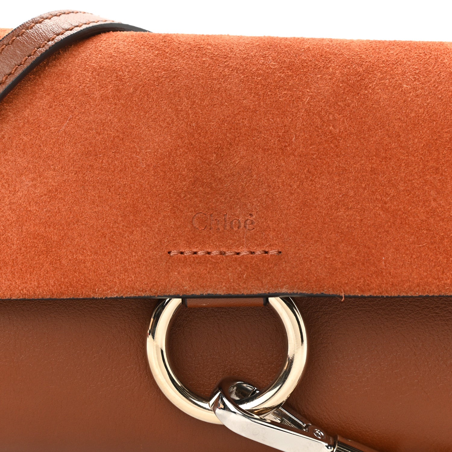 Chloe Suede Calfskin Mini Faye Shoulder Bag Tobacco 9 of 11