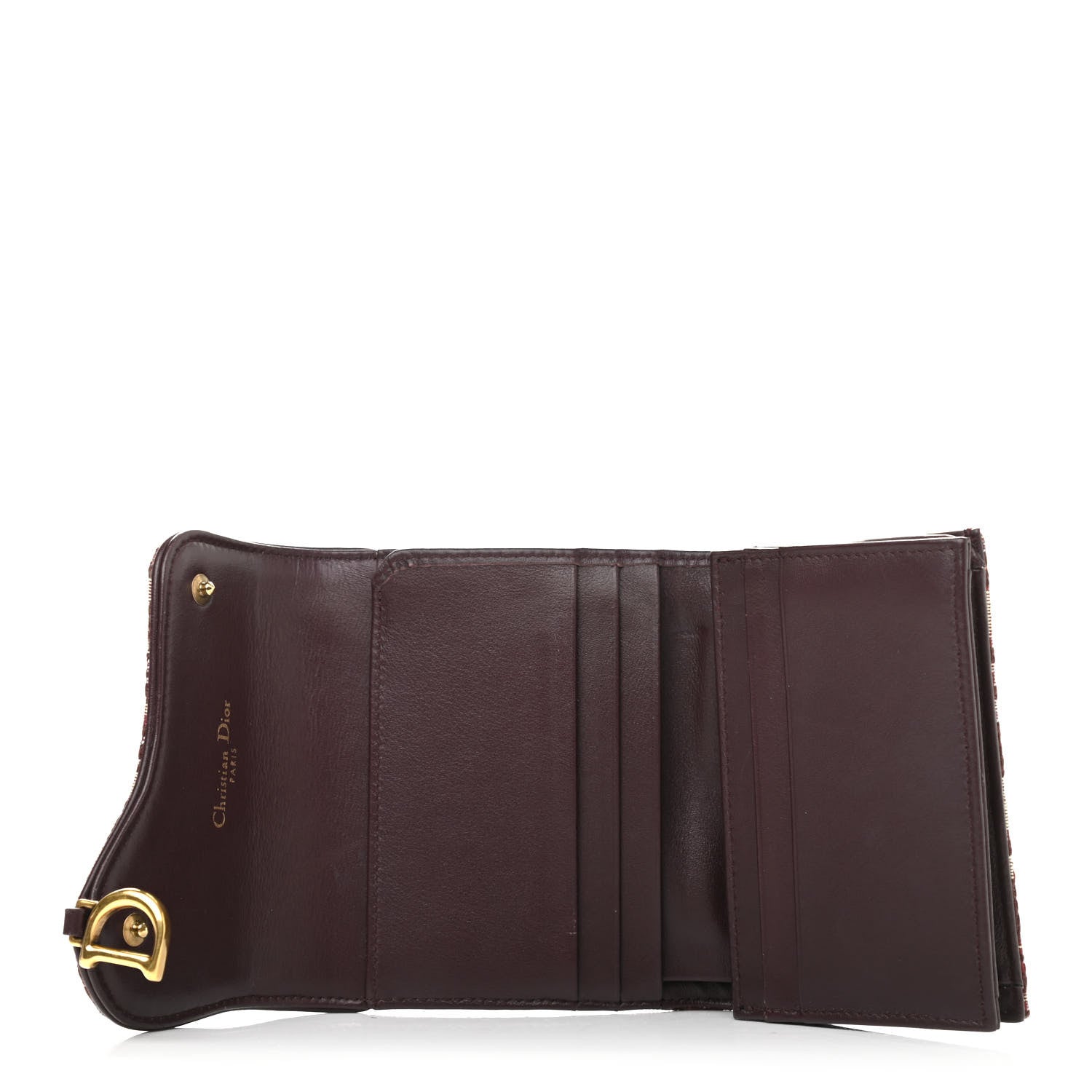 Christian Dior Oblique Saddle Lotus Wallet Burgundy 5 of 8