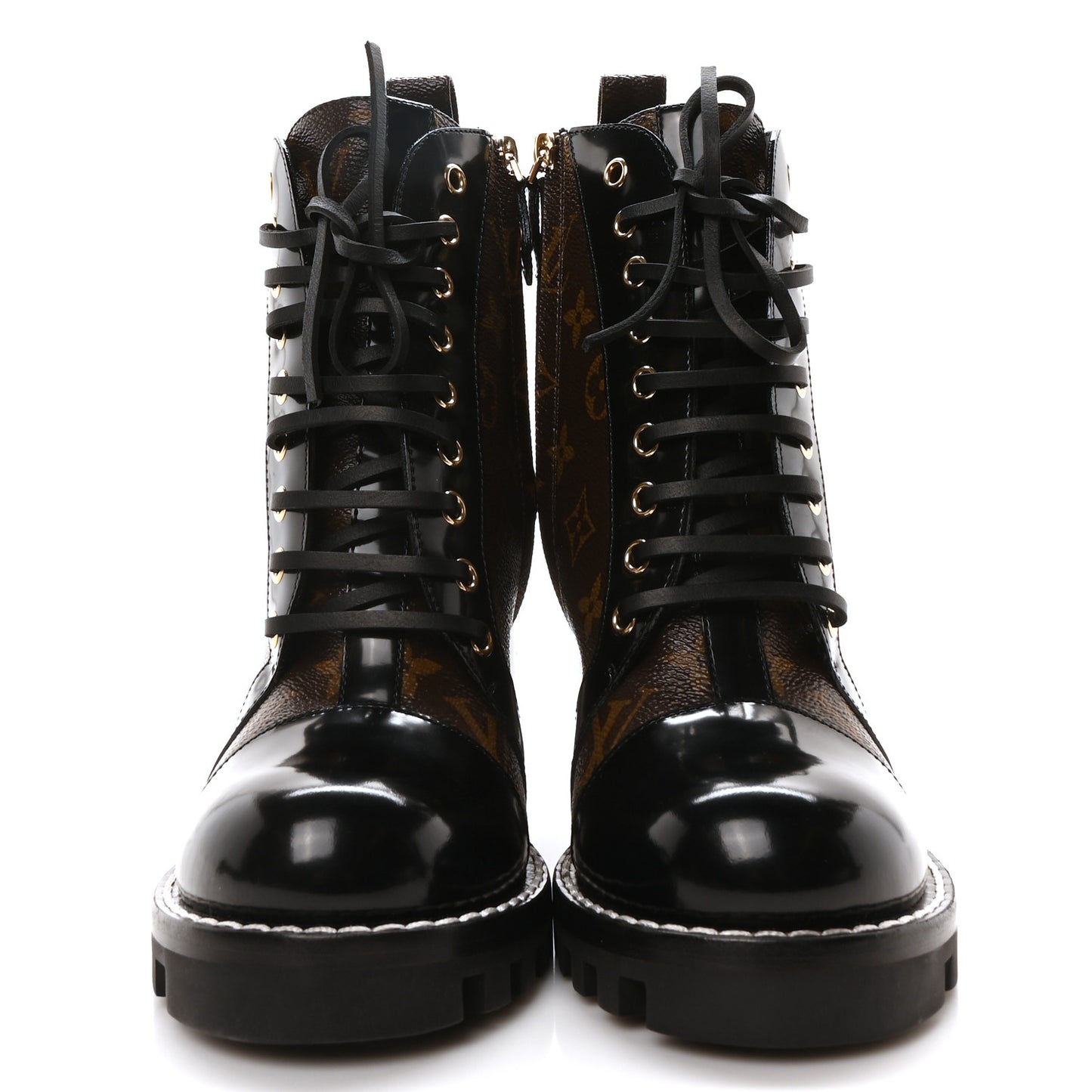 Patent Calfskin Monogram Star Trail Ankle Boots 39 Black