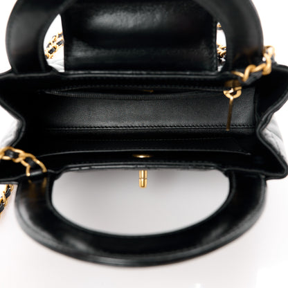 Chanel Shiny Aged Calfskin Quilted Nano Kelly Shopper Black 5 of 11