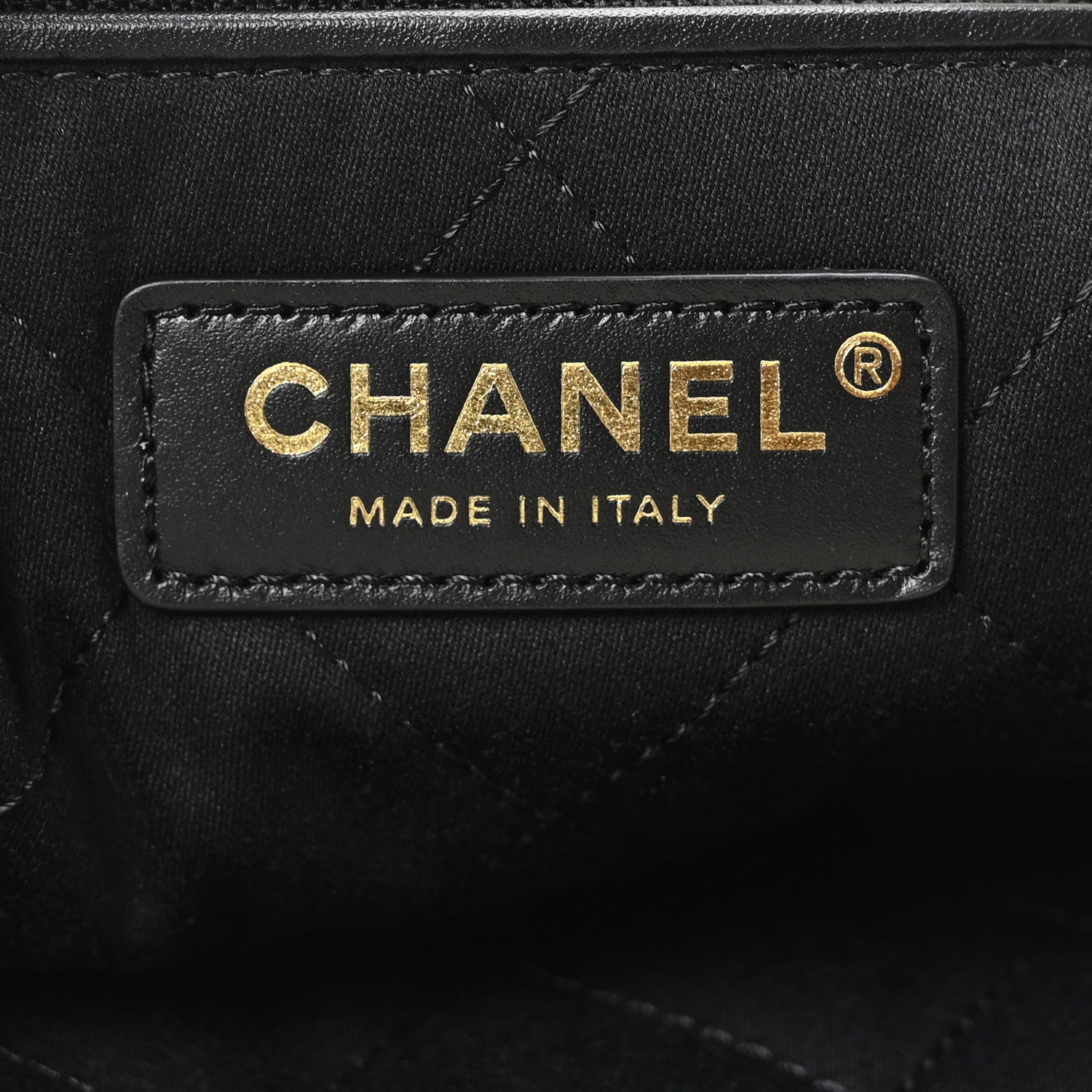 Chanel Shiny Calfskin Striped Small Chanel 22 Black White 7 of 11