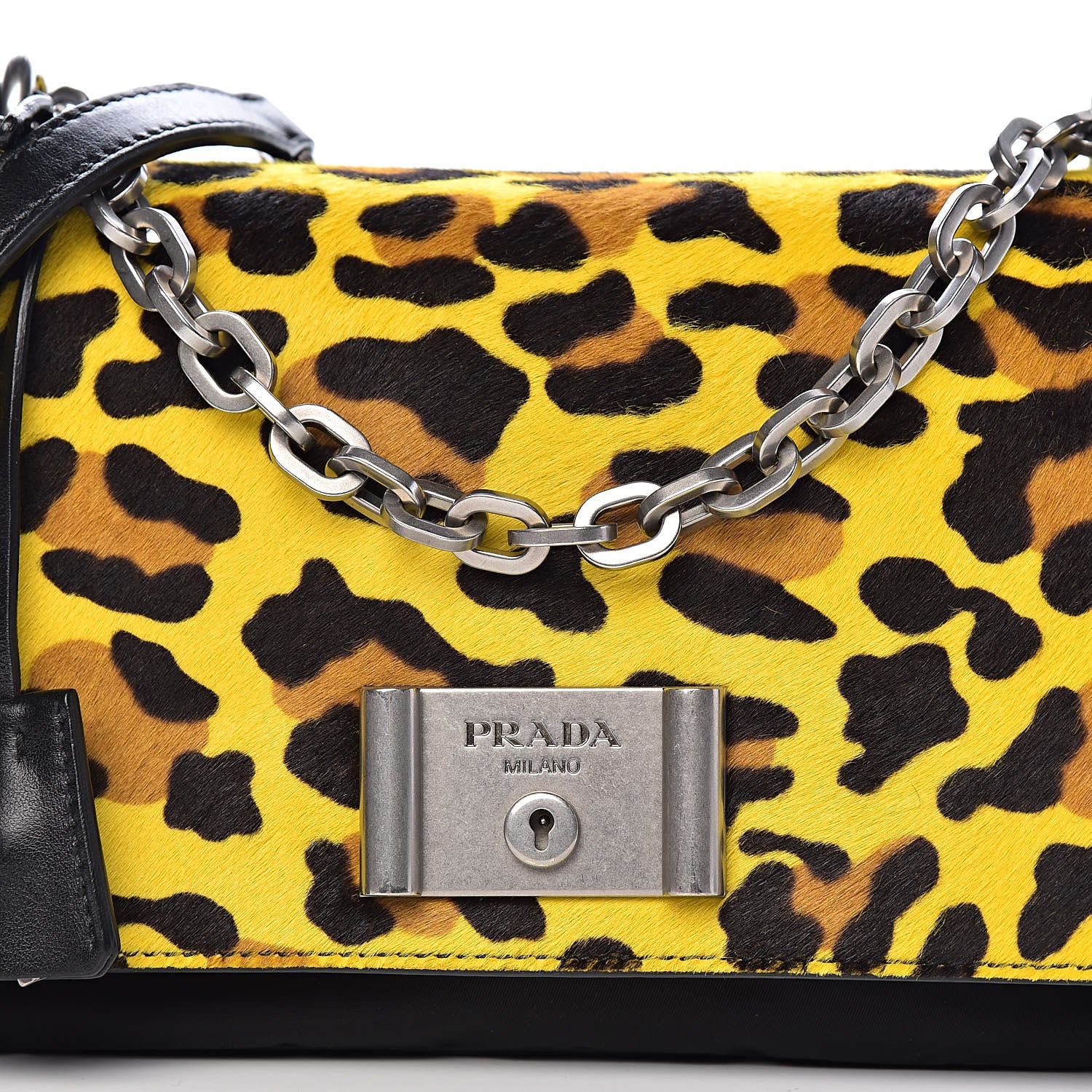 Prada Nylon Calf Hair Leopard Print Crossbody Bag Black Sole 17 of 17