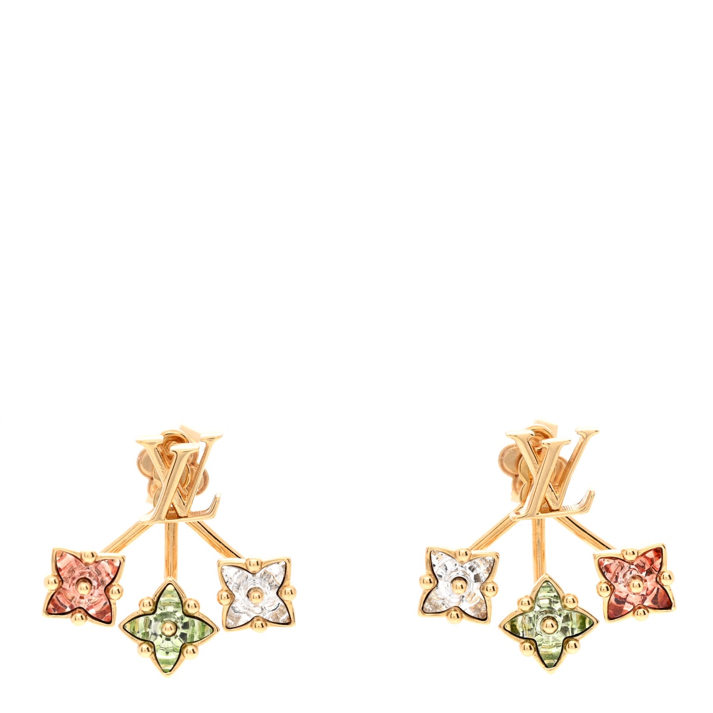 Metal Crystal Loulougram Earrings Multicolor