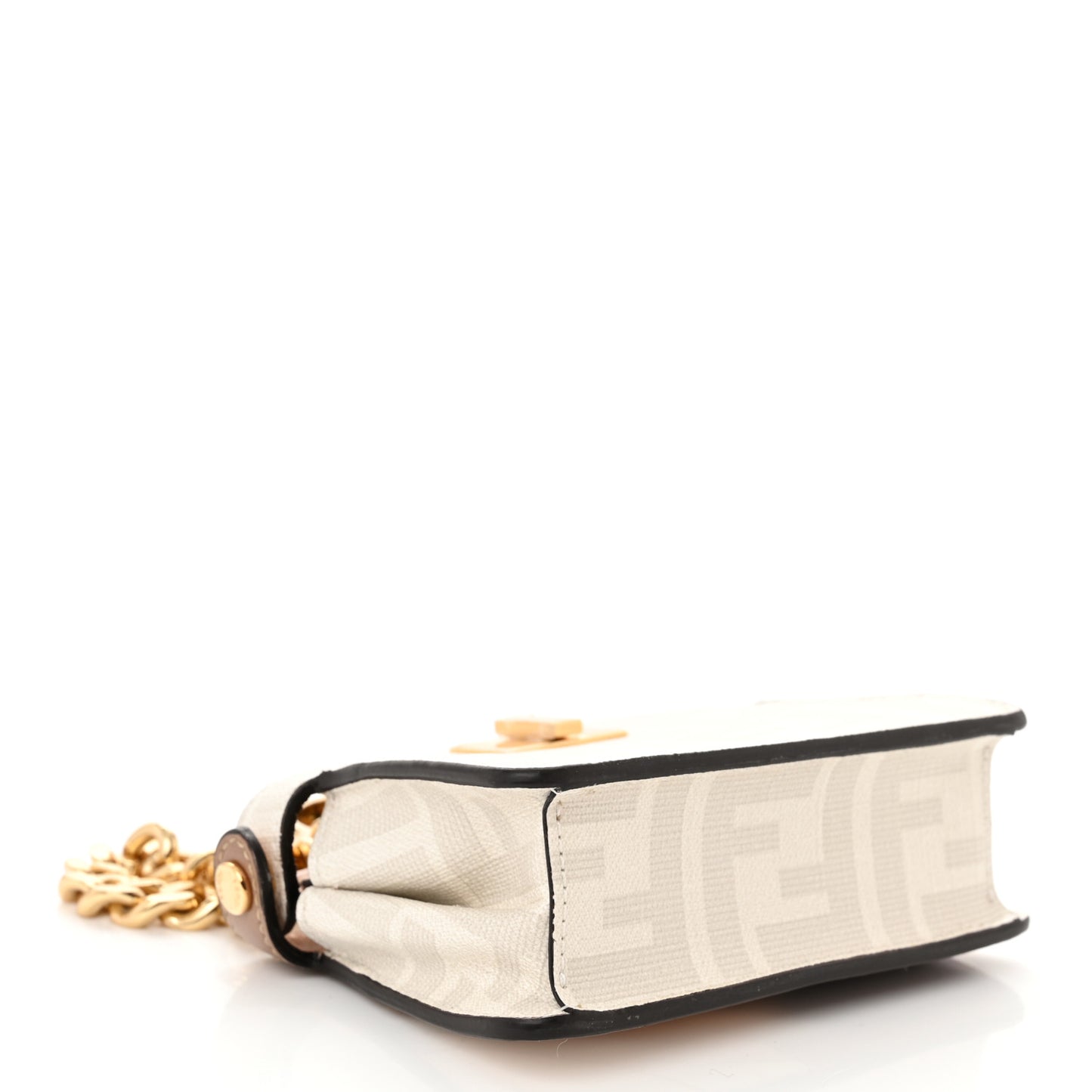 Glazed Fabric FF Bikini Girls Inlay Nano Peekaboo Maxi Handle Satchel Bianco Perla Multicolor