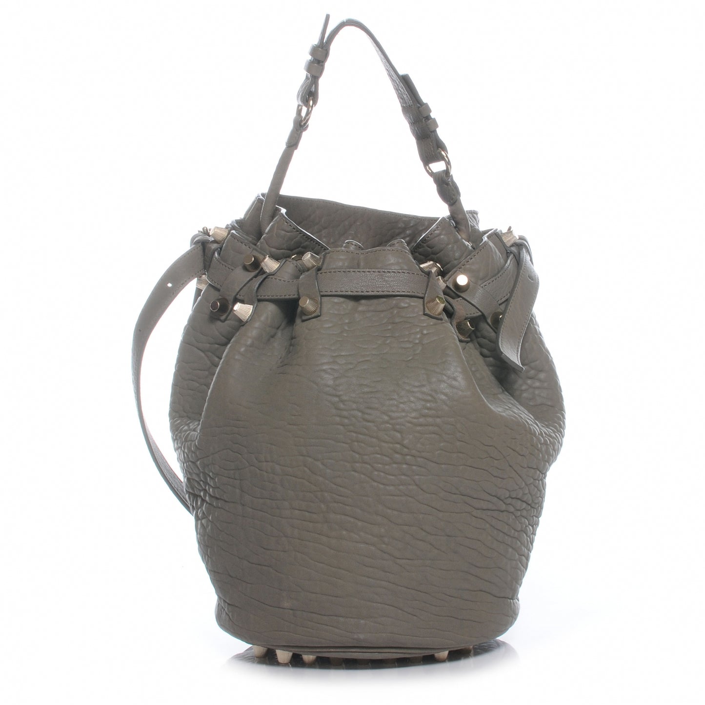Leather Diego Bucket Bag Granite