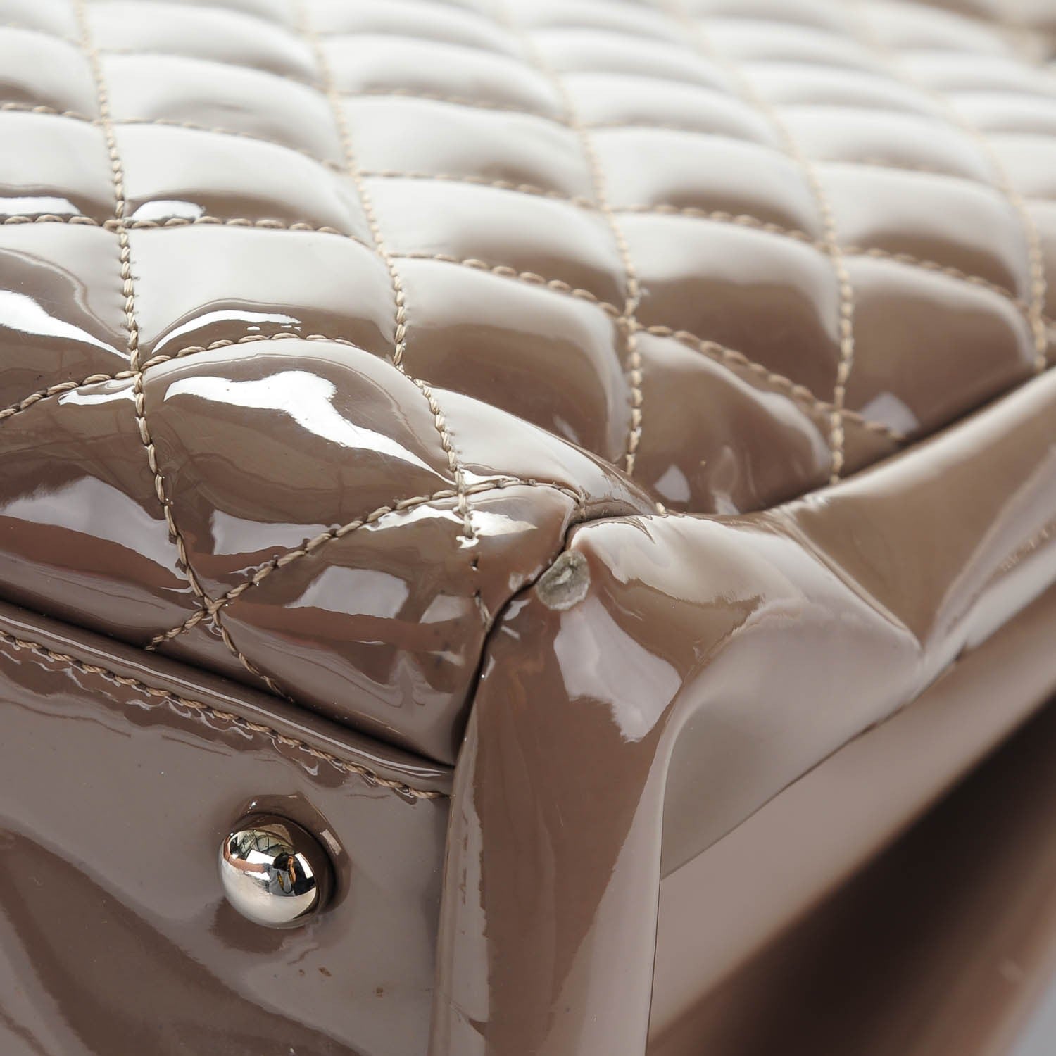 Chanel Patent Quilted Large Just Mademoiselle Bowling Bag Grey 11 of 11