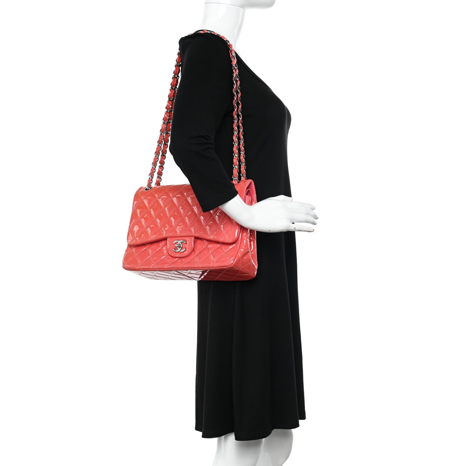 Chanel Patent Quilted Jumbo Double Flap Pink 2 of 12