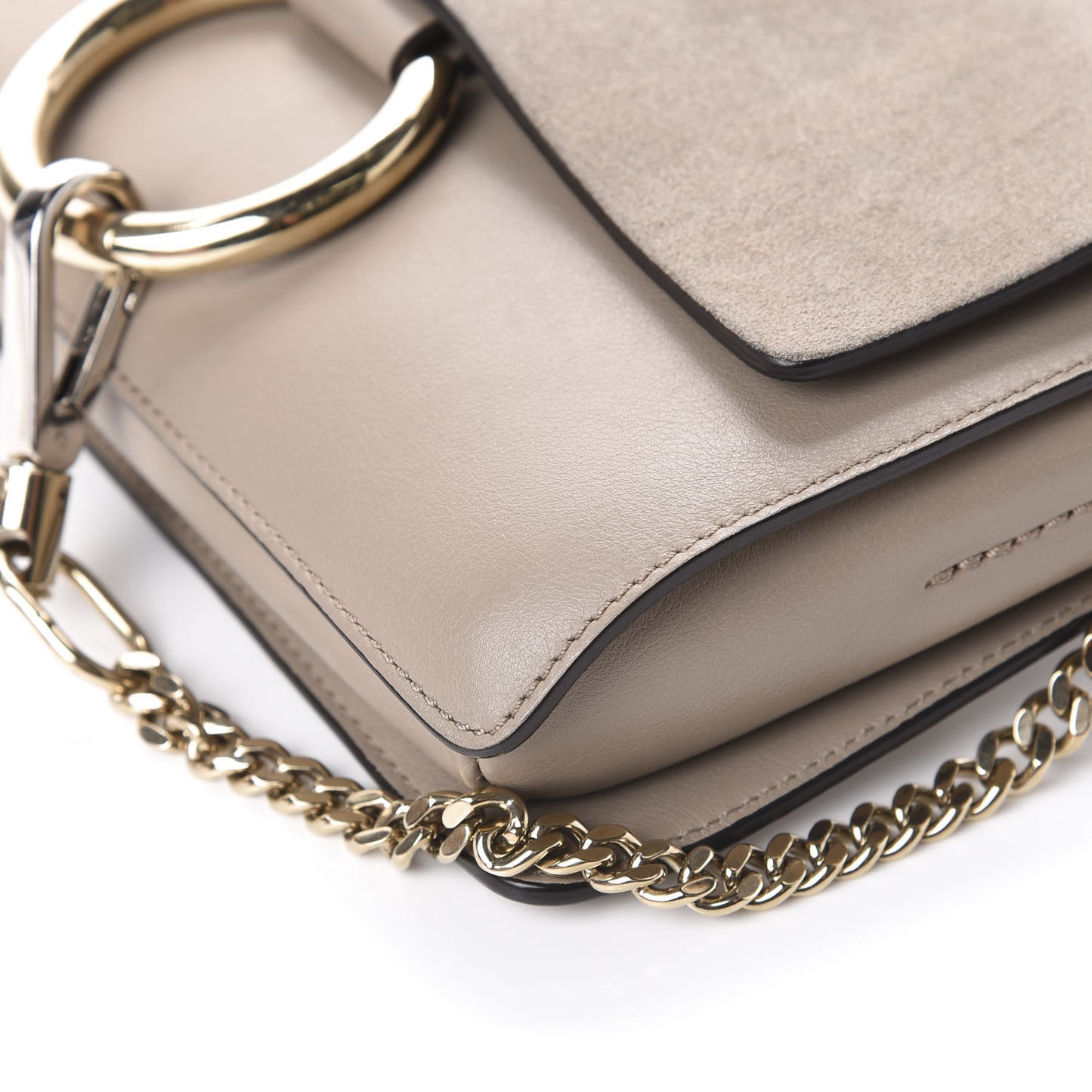 Suede Calfskin Small Faye Shoulder Bag Motty Grey