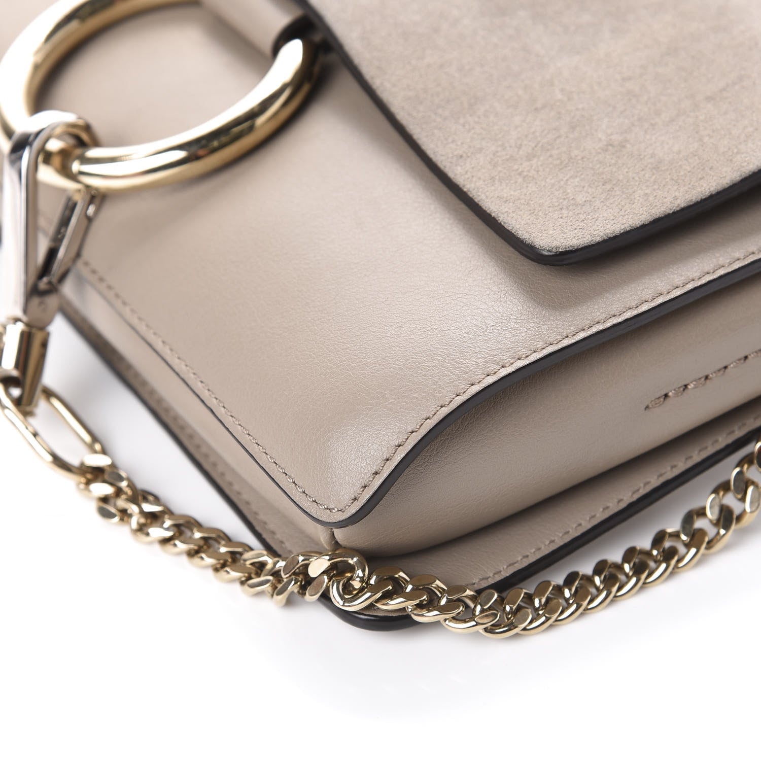 Chloe Suede Calfskin Small Faye Shoulder Bag Motty Grey 9 of 9