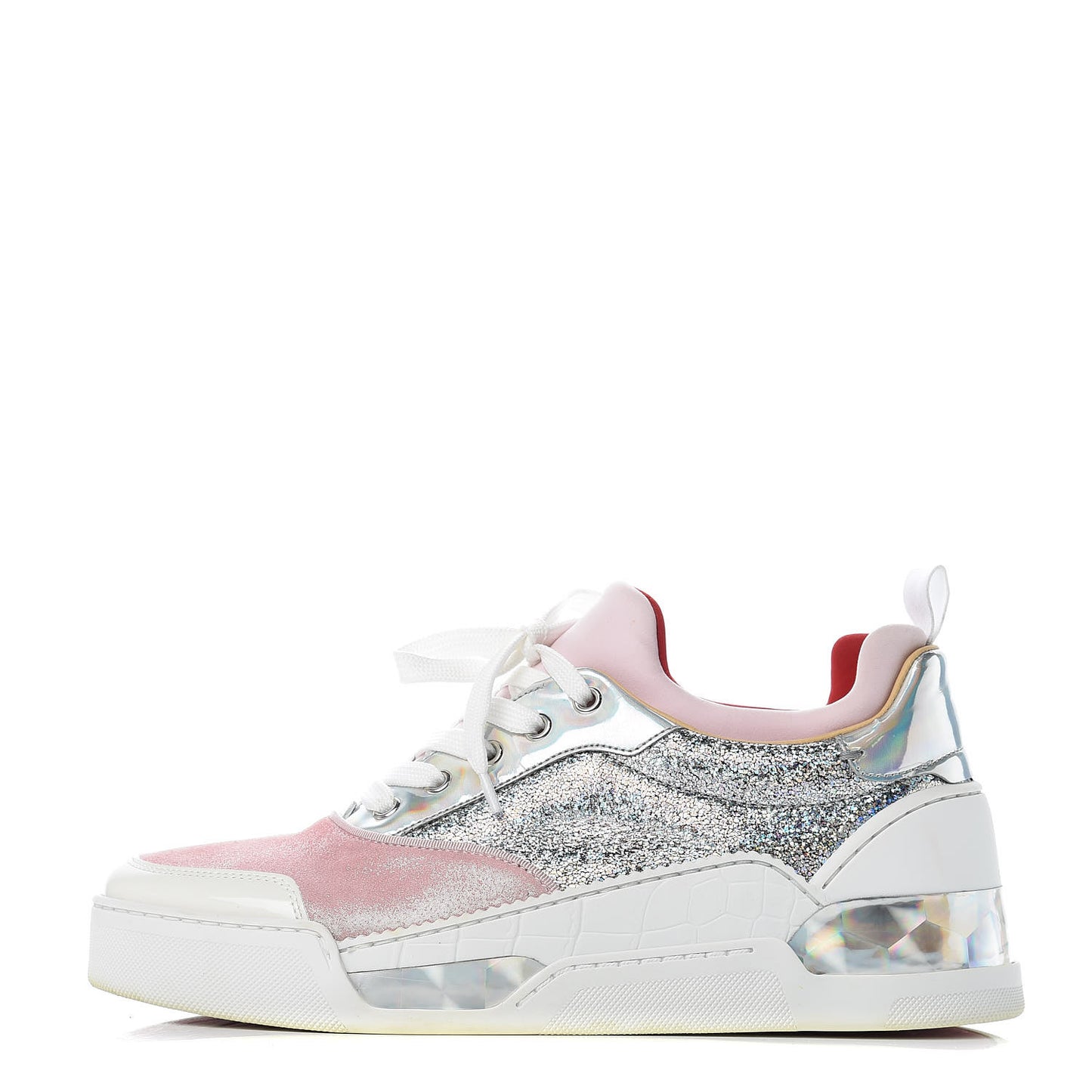 Metallic Calfskin Womens Aurelien Flat Sneakers 39.5 Silver Pink