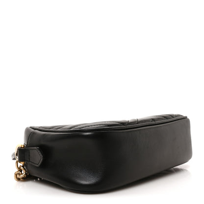 Gucci Calfskin Matelasse Small GG Marmont Chain Shoulder Bag Black 4 of 10