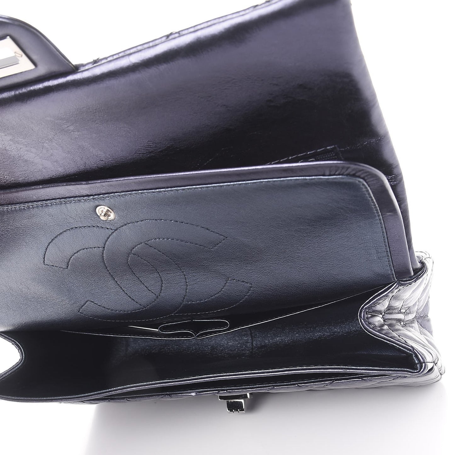 Metallic Calfskin Quilted 2.55 Reissue 226 Flap Dark Navy Blue