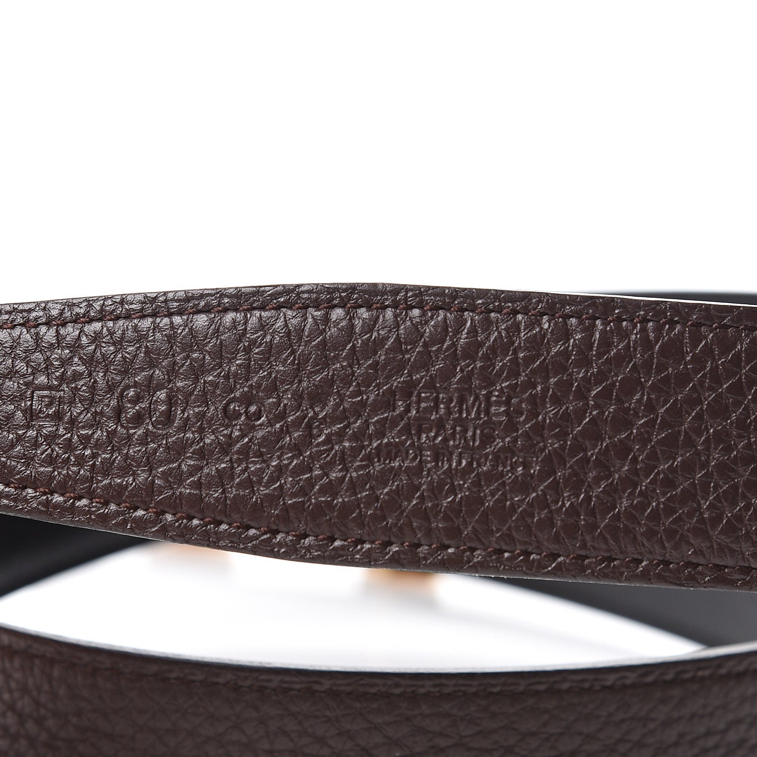 Hermes Box Togo 32mm H Belt 80 Black Chocolate 3 of 5