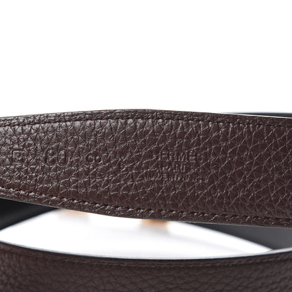 Hermes Box Togo 32mm H Belt 80 Black Chocolate 3 of 5