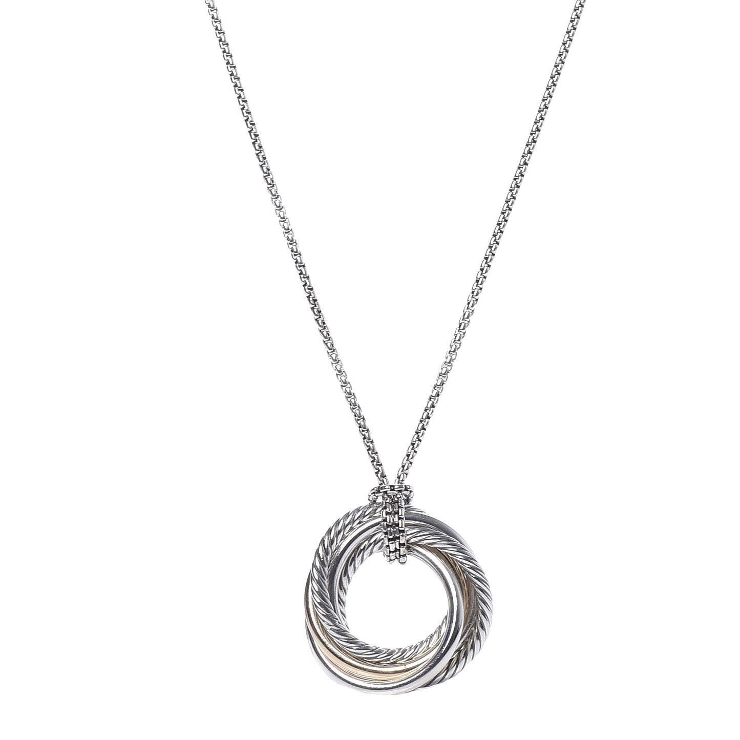 Sterling Silver 14K Yellow Gold 28mm Crossover Pendant Necklace