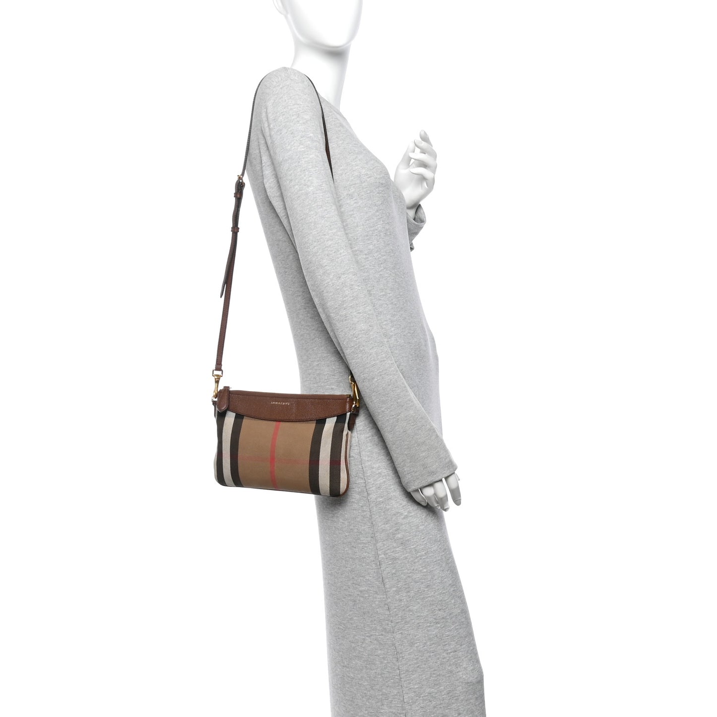 House Check Derby Peyton Crossbody Clutch Bag Tan