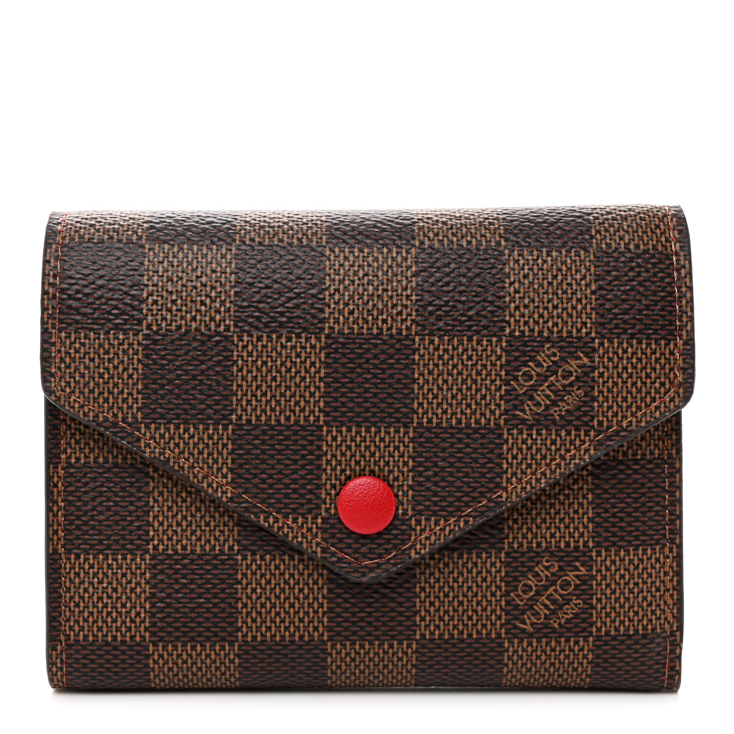 Louis Vuitton Damier Ebene Victorine Wallet Red 1 of 8