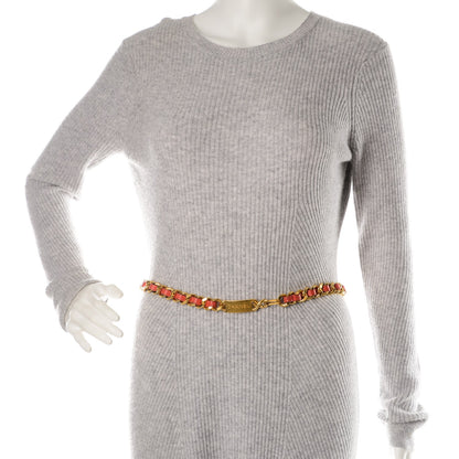 Chanel Lambskin Chain Logo Belt Gold Coral 2 of 4