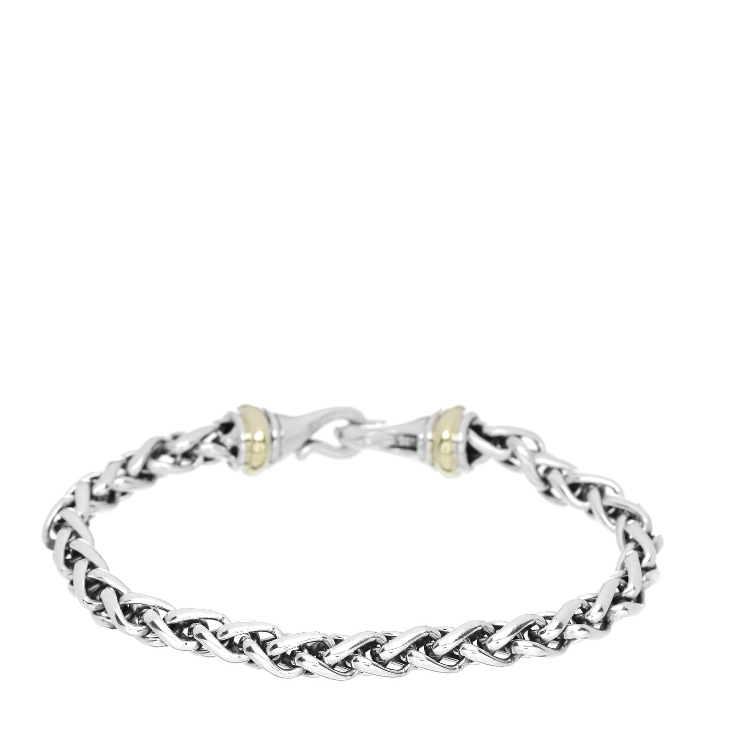 David Yurman Sterling Silver 14K Yellow Gold 6mm Wheat Chain Bracelet 2 of 3