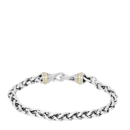David Yurman Sterling Silver 14K Yellow Gold 6mm Wheat Chain Bracelet 2 of 3
