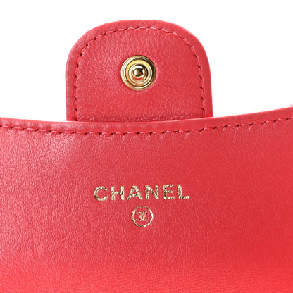 Chanel Lambskin Quilted Flap Card Holder Wallet Red 7 of 8