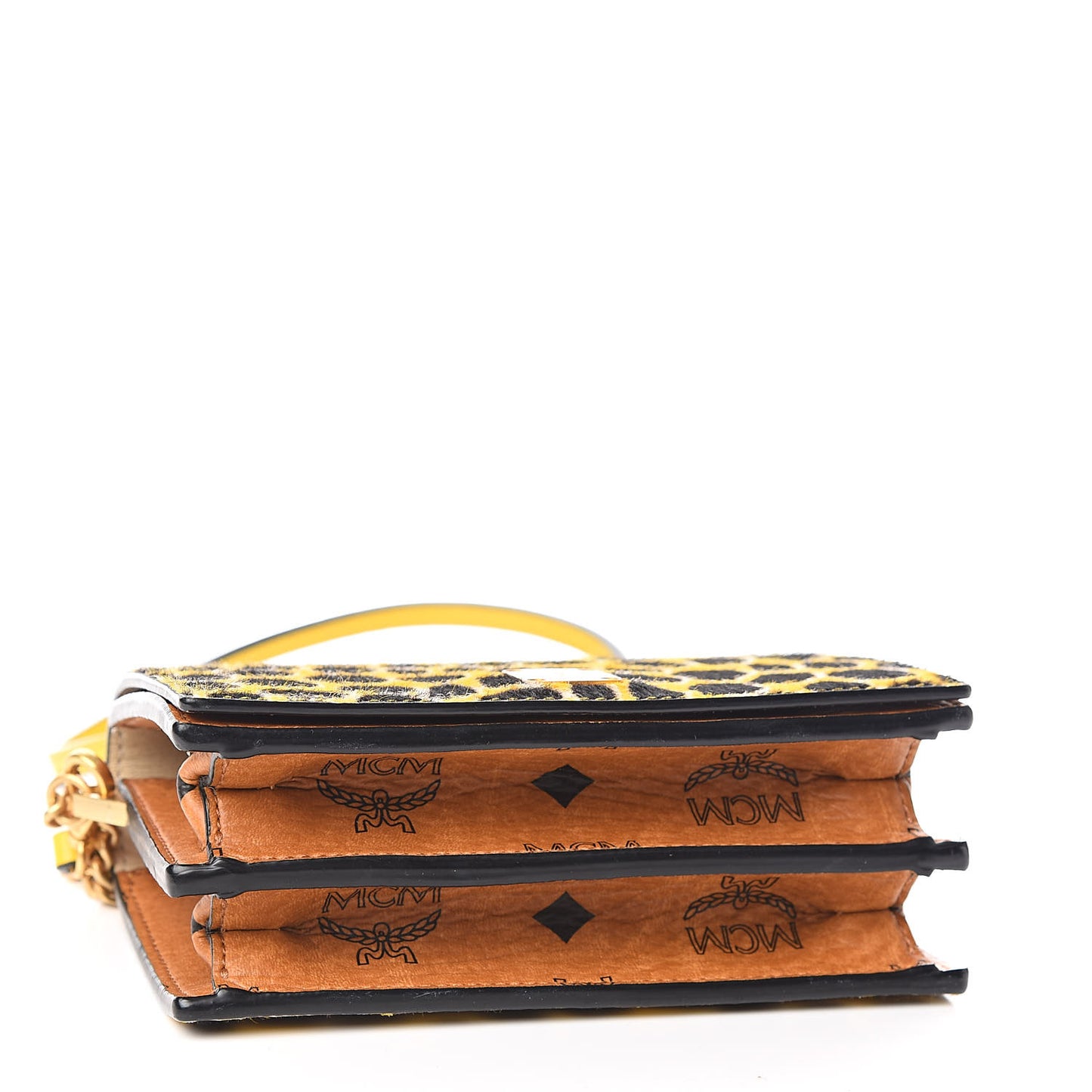 Visetos Calf Hair Giraffe Print Cross Body Yellow