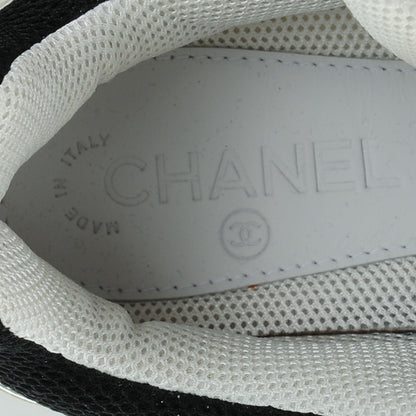 Chanel Suede Calfskin CC Sneakers 40.5 Black White Silver 8 of 8
