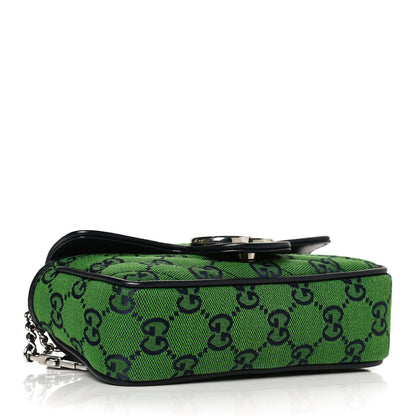 Gucci Monogram Multicolor Matelasse Diagonal Super Mini GG Marmont Shoulder Bag Green Blue 4 of 11