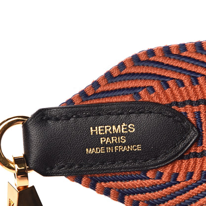 Hermes Toile Swift 50mm Sangle Cavale Shoulder Strap Bleu Indigo Terre Battue Black 3 of 6