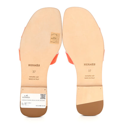 Hermes Suede Goatskin Oran Sandals 37 Rose Sorbet 5 of 9