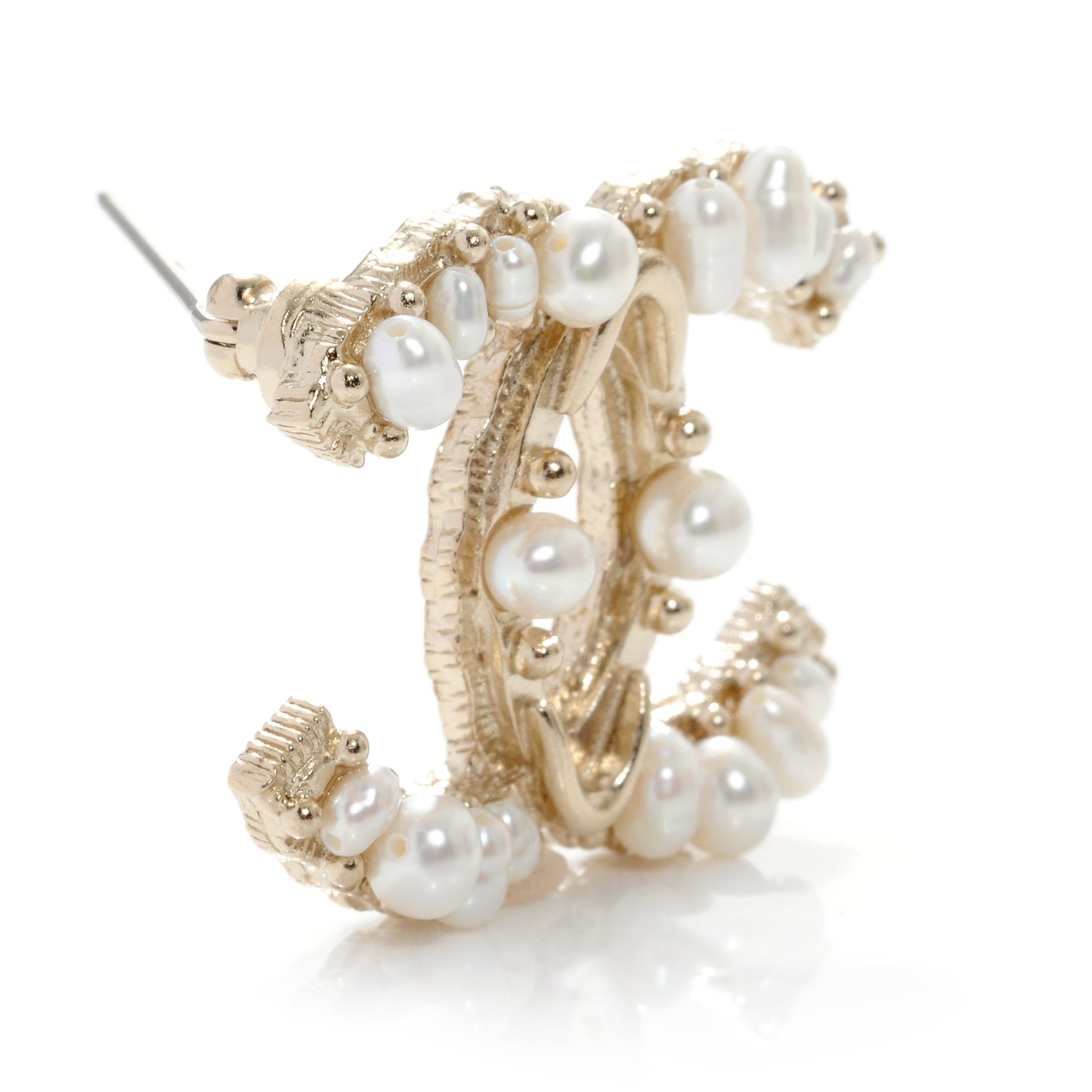CC Pearl Brooch Pin Gold