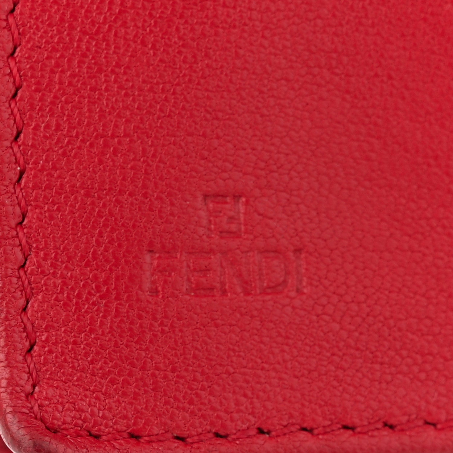 Fendi Nappa Logo Embossed Long Wallet on Chain Rosso 7 of 19