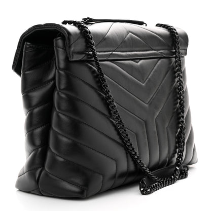 Saint Laurent Calfskin Y Quilted Monogram Monochrome Medium Loulou Chain Satchel Black 3 of 12