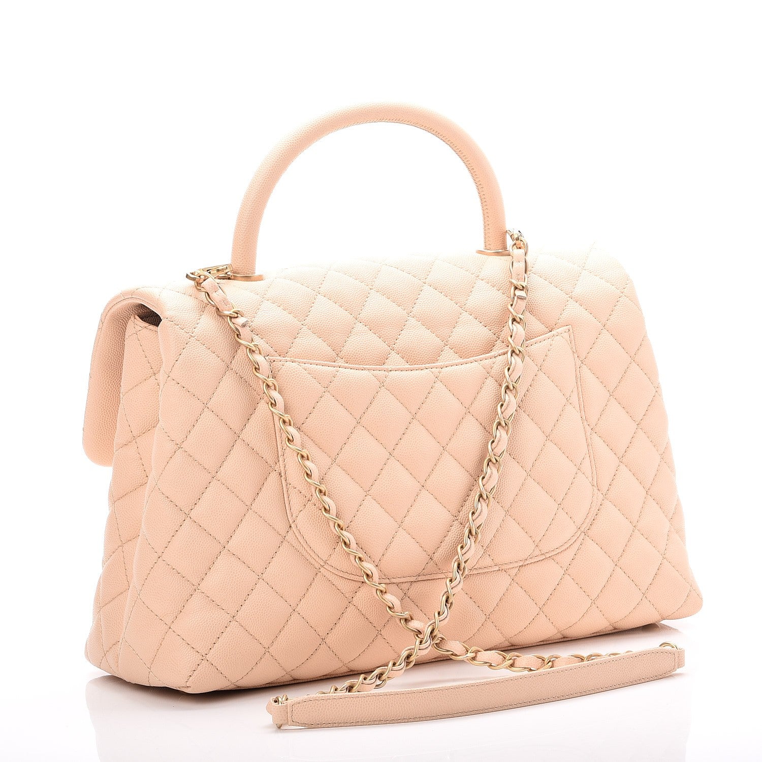 Chanel Caviar Quilted Medium Coco Handle Flap Light Beige 4 of 9