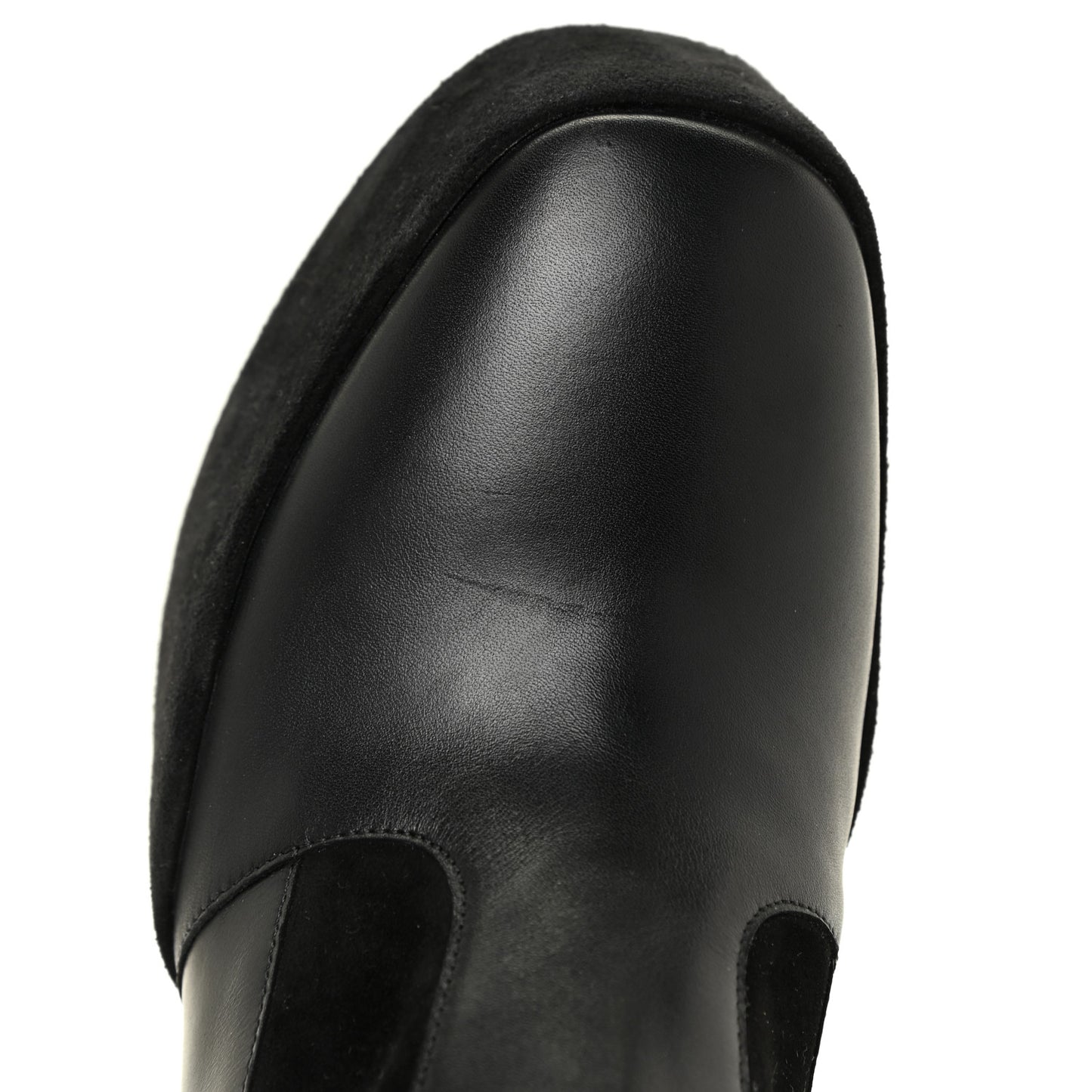 Suede Calfskin Monogram Podium Platform Thigh Boots 37 Black