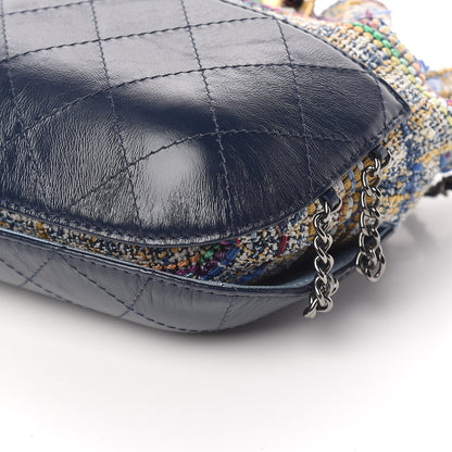Chanel Tweed Calfskin Quilted Small Gabrielle Bucket Blue Multicolor 6 of 11