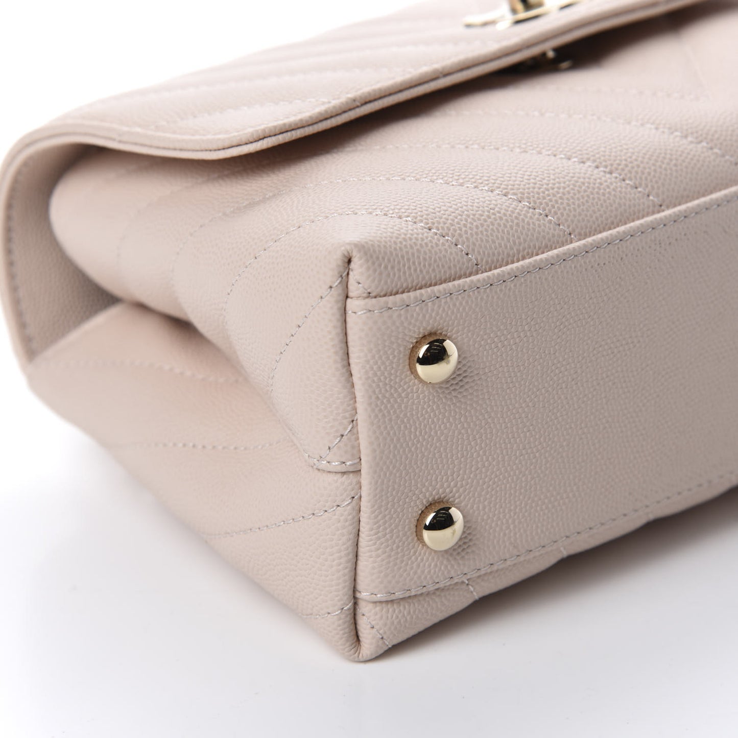 Caviar Lizard Embossed Chevron Quilted Mini Coco Handle Flap Beige