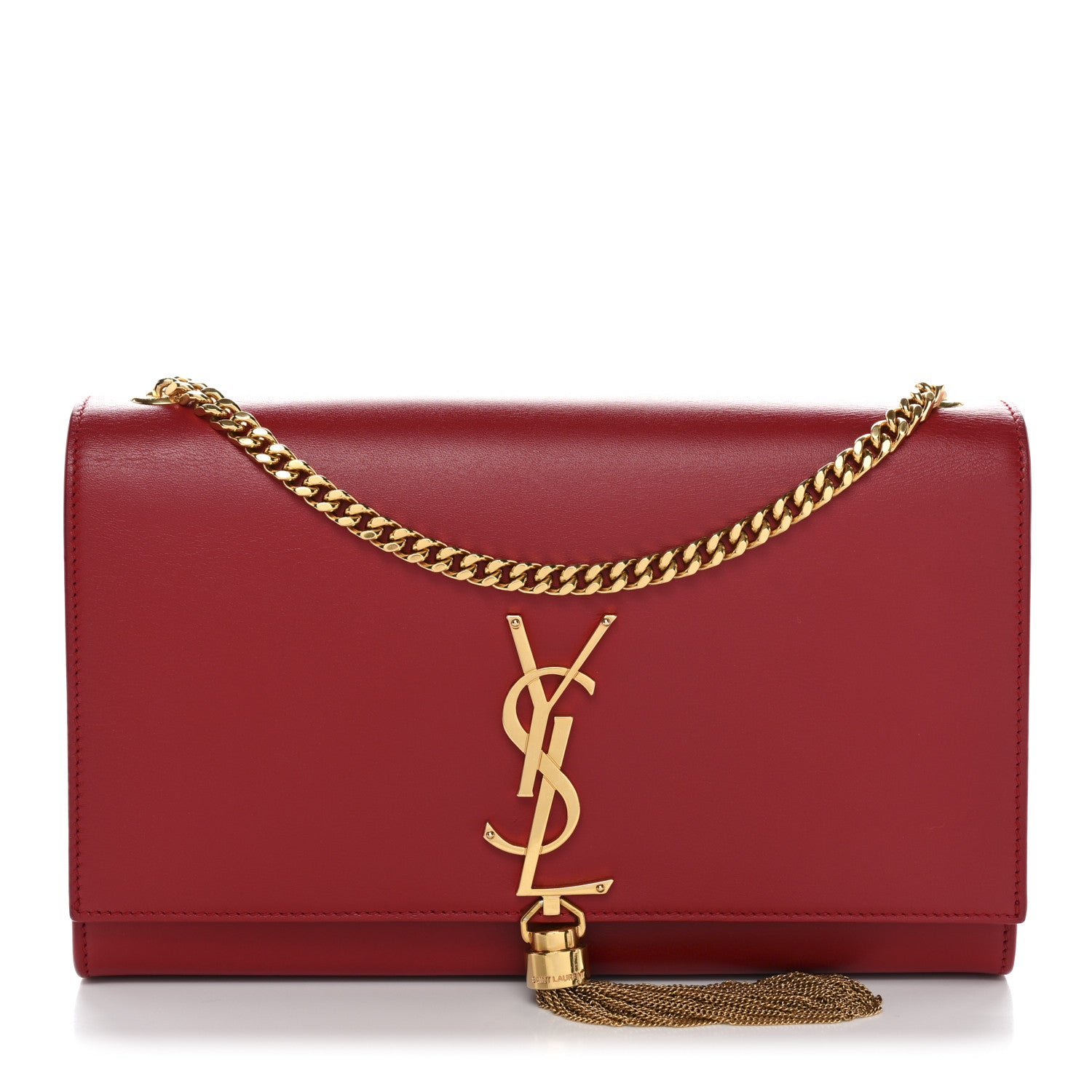 Saint Laurent Smooth Calfskin Medium Classic Monogram Kate Tassel Satchel Lipstick Red 1 of 10