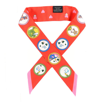 Hermes Silk Tea Time Twilly Rouge Vif Vert Multicolor 1 of 4