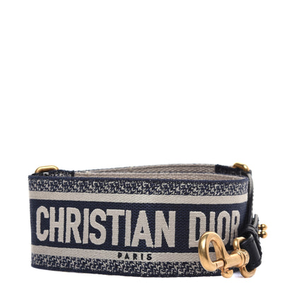Christian Dior Canvas Embroidered Shoulder Strap Blue 1 of 11