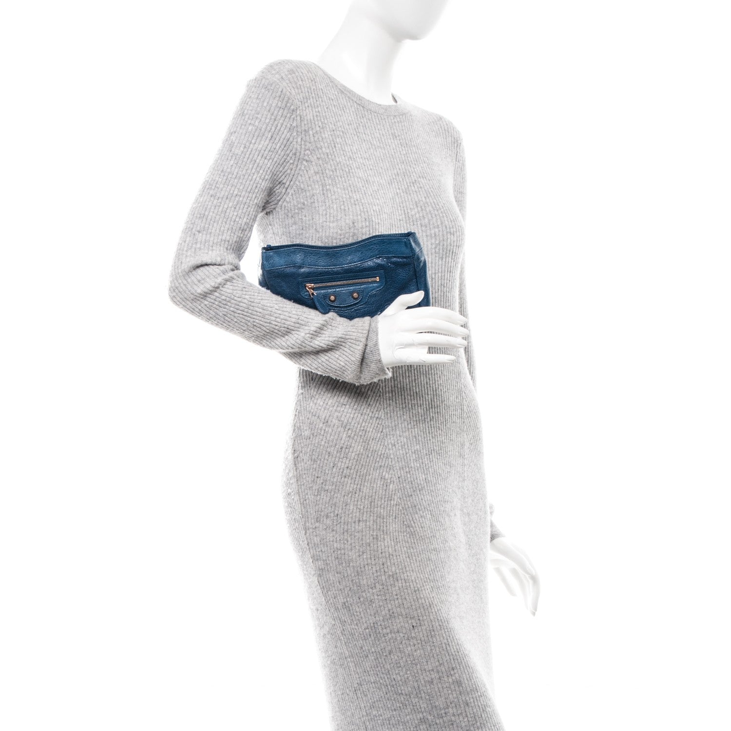 Balenciaga Agneau Giant 12 Rose Gold Hardware Cosmetic Pouch Bleu Cobalt 8 of 8