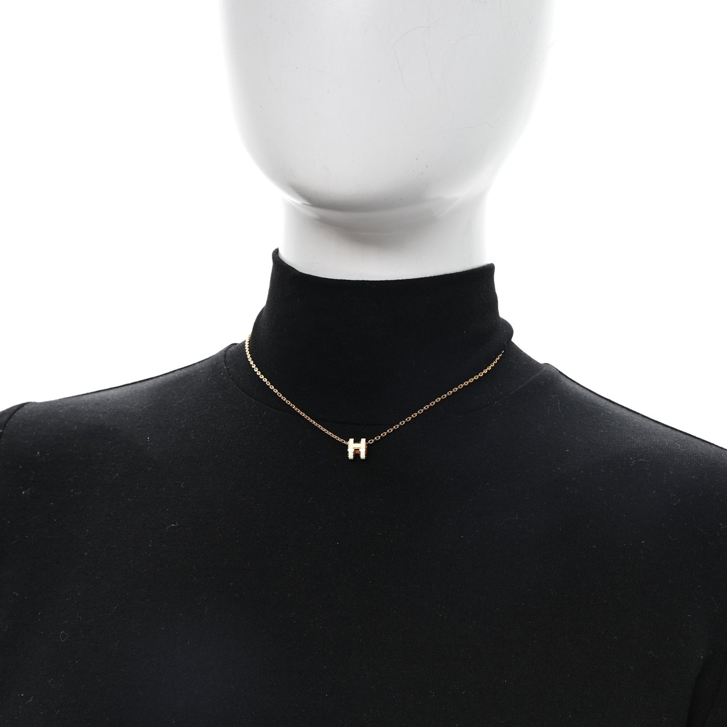 Lacquered Gold Mini Pop H Pendant Necklace White
