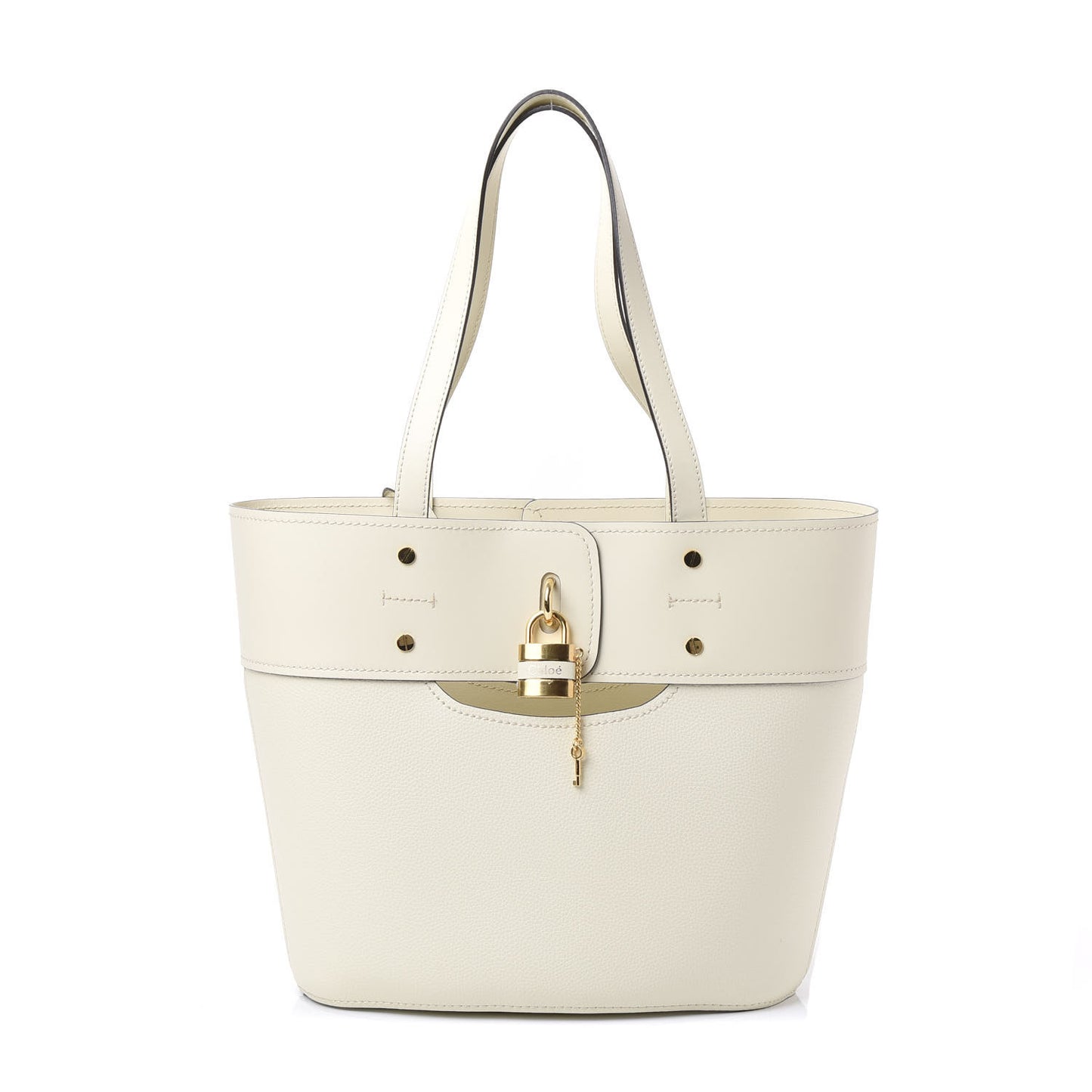 Smooth Grained Calfskin Small Aby Tote White