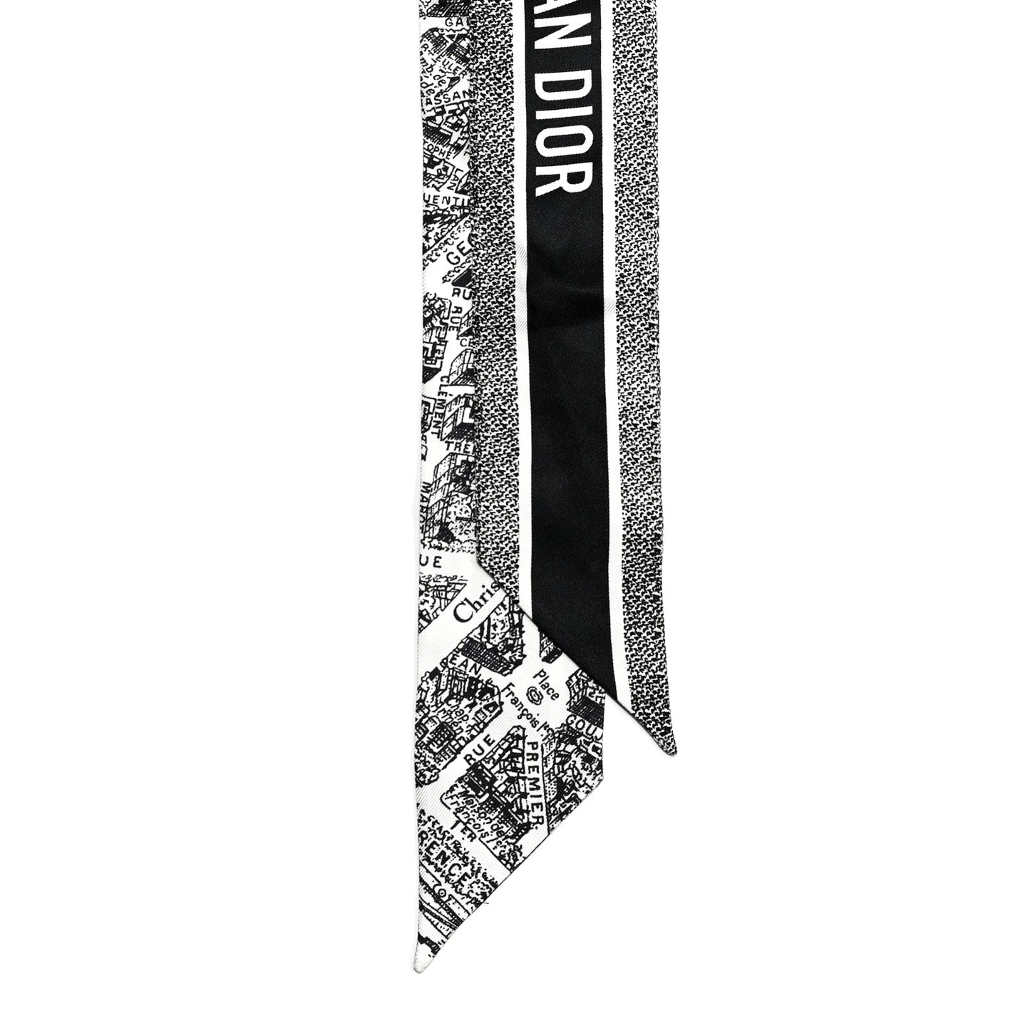 Silk Plan De Paris Mitzah Scarf White Black