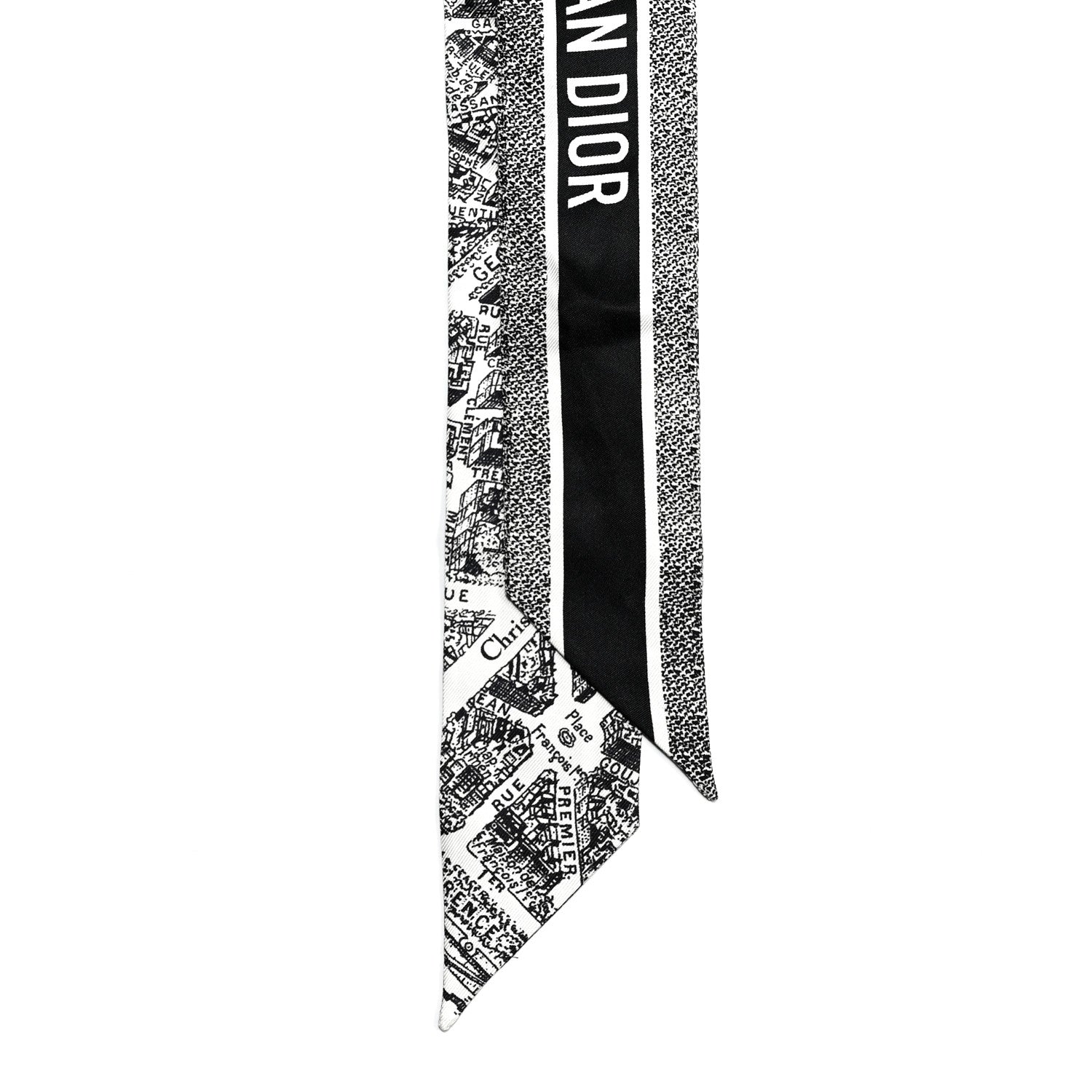 Christian Dior Silk Plan De Paris Mitzah Scarf White Black 2 of 3