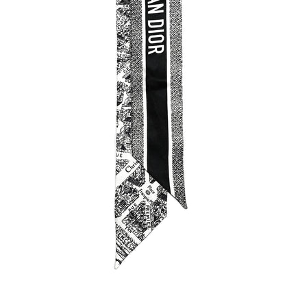 Christian Dior Silk Plan De Paris Mitzah Scarf White Black 2 of 3