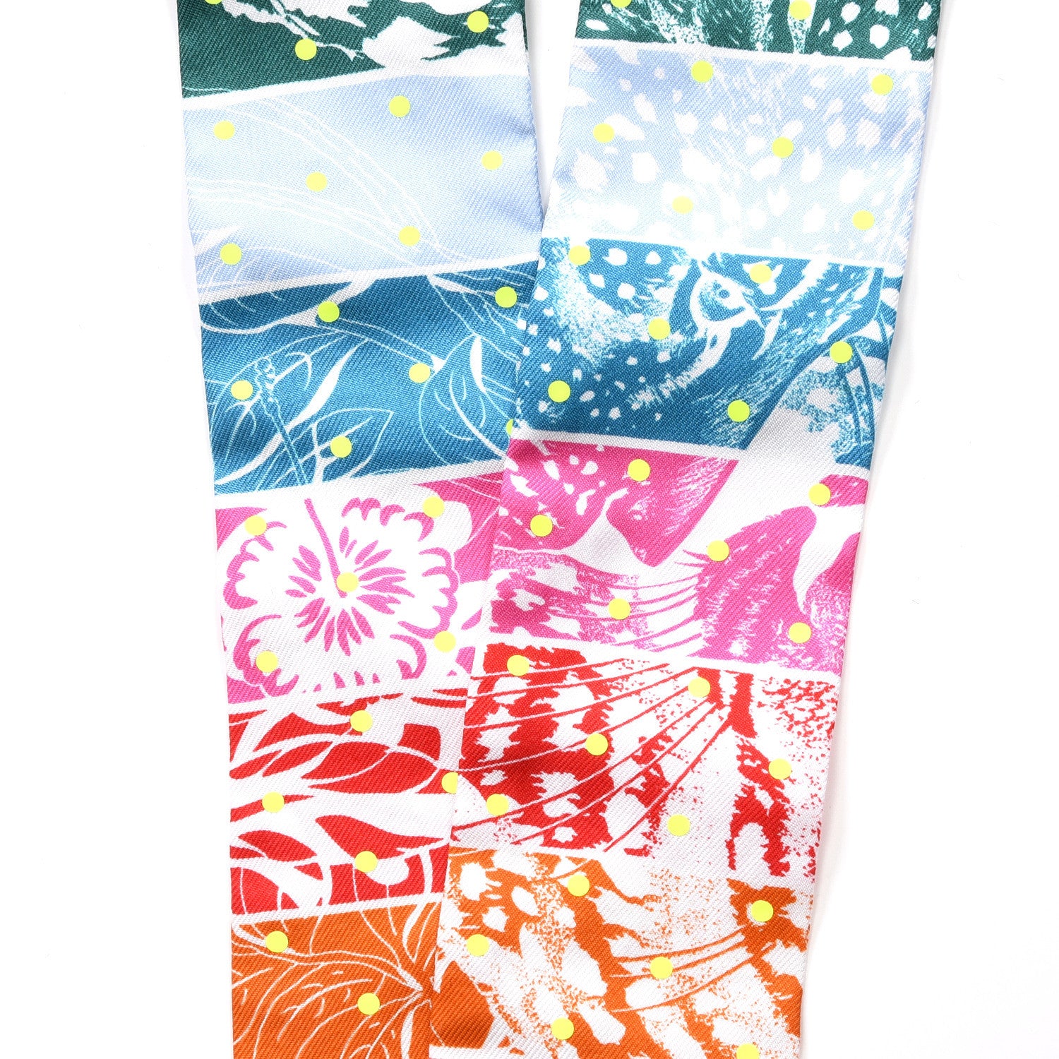 Hermes Silk Jungle Love Rainbow Twilly Vert Rose Jaune Fluo 3 of 4